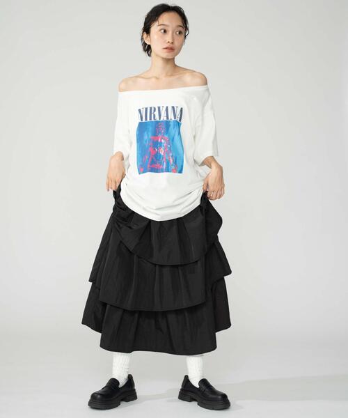 「NIRVANA」 半袖Tシャツ FREE グレー レディース_画像4