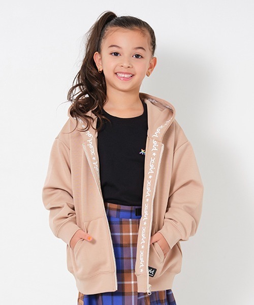 「X-girl Stages」 「KIDS」ジップアップパーカー 100cm ブラック キッズ_画像3