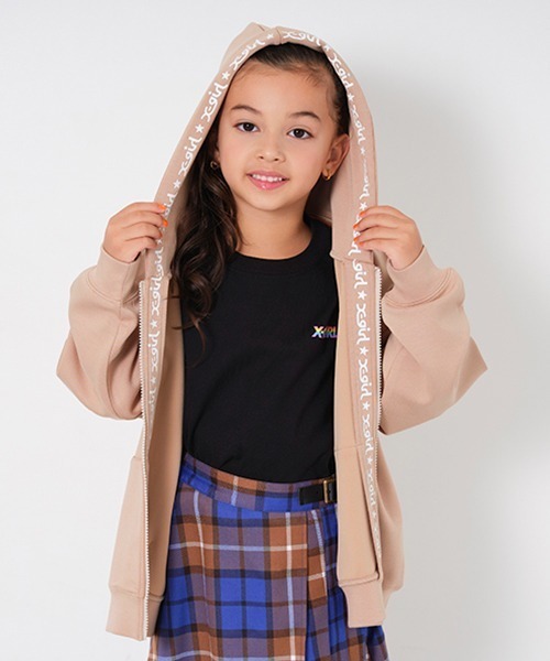 「X-girl Stages」 「KIDS」ジップアップパーカー 100cm ブラック キッズ_画像4