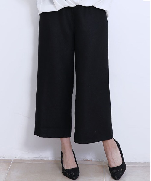 パンツ ハイウエスト ワイドパンツ フロントボタン レディース