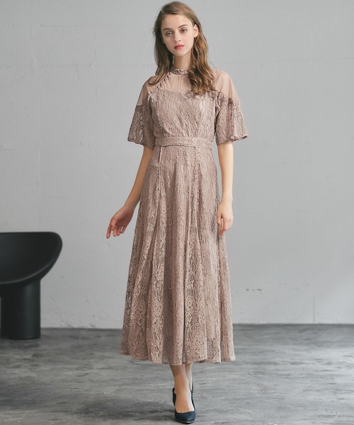 GIRL DRESS FOR NOW ドレス チュール切替え総レース フレア