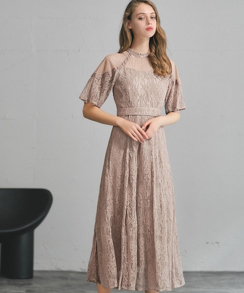 willfly オケージョンドレス GIRL DRESS FOR NOW ドレス チュール切替え総レース フレア