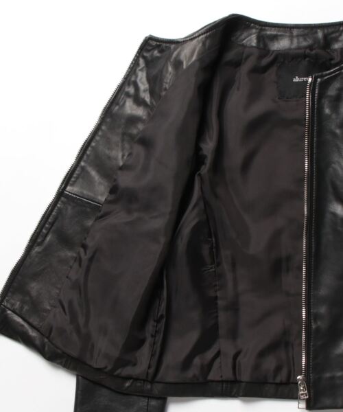 allureville レザージャケット ライダース レザークルーネック