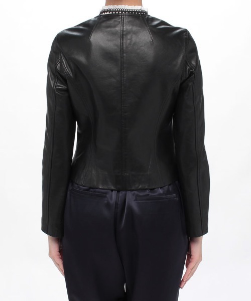 allureville レザージャケット ライダース レザークルーネック