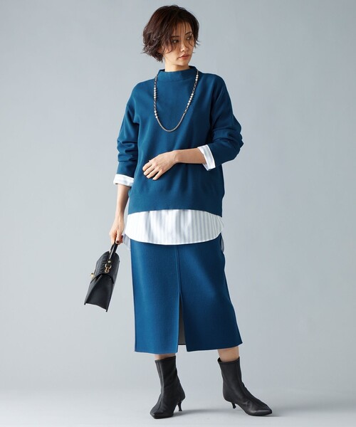 ☆極美品　自由区　レーヨンストレッチリバーシブルニットスカート　セットアップ対応 自由区 スカート 「リバーシブル・セットアップ対応・洗える