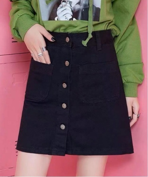 GUCCI デニムスカート ボタンフロント GU公式 | GIRLSデニムフロントボタンスカート
