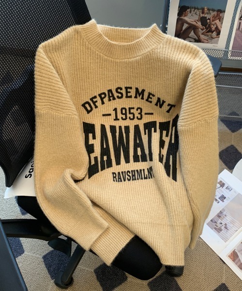 Sibra（シブラ） ニット セーター アルファベットラウンドネック