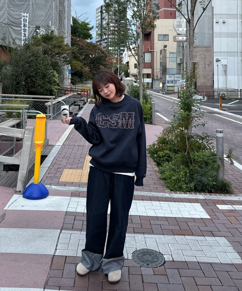 トレーナー スウェット チェックロゴ裏起毛スウェット レディース