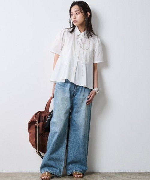 CHIC STYLE ジーンズ デニム デニムパンツ 綿100％タックバギー