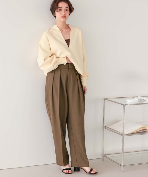 titivate スラックス パンツ インタックセンタープレスワイド