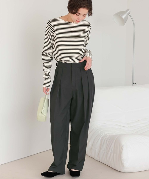 titivate スラックス パンツ インタックセンタープレスワイド