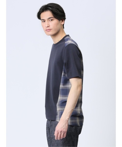 renoma HOMME tシャツ レノマ オム 布帛使い クルーネック半袖Tシャツ 