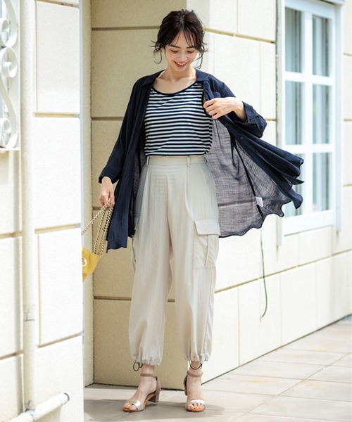 BELLUNA PLUS（ベルーナプラス） チュニック スラブ素材ドレープシャツ