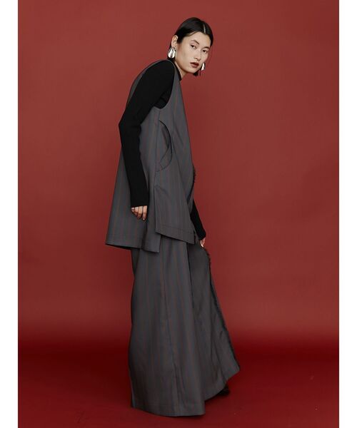 UN3D. ベスト MULTI PINSTRIPE LONG VEST / マルチピンストライプ 