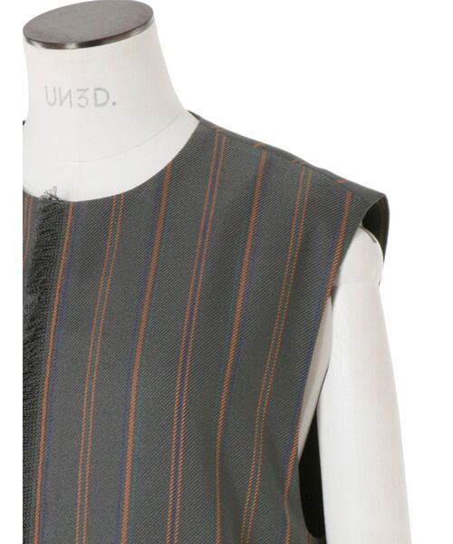 UN3D. ベスト MULTI PINSTRIPE LONG VEST / マルチピンストライプ 