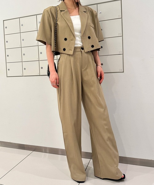 solleim セットアップ クロップドジャケットパンツセットアップ