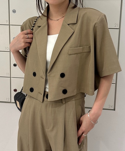 solleim セットアップ クロップドジャケットパンツセットアップ