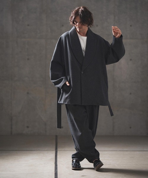 GLIMCLAP コート ジャケット mj10076- Brushed fabric shawl collar