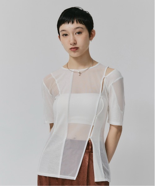 tシャツ 「led.tokyo」SHEER DOCKING TEE/シアードッキングTシャツ レディース セール】【led.tokyo】SHEER DOCKING TEE/シアードッキングT