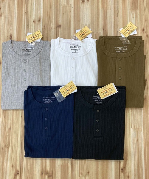 AVIREX 限定 HENRY NECK UNDER Tシャツ コットン 半袖 全3色 直営店限定》HENRY NECK UNDER T-SHIRT | AVIREX