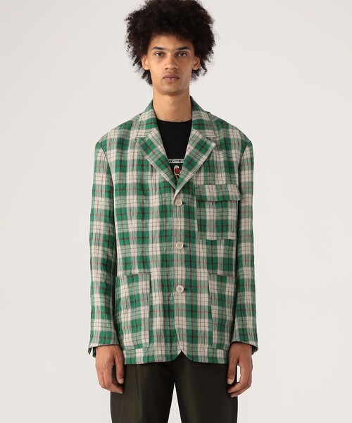 CABaN ジャケット テーラードジャケット リネン チェック3Pジャケット