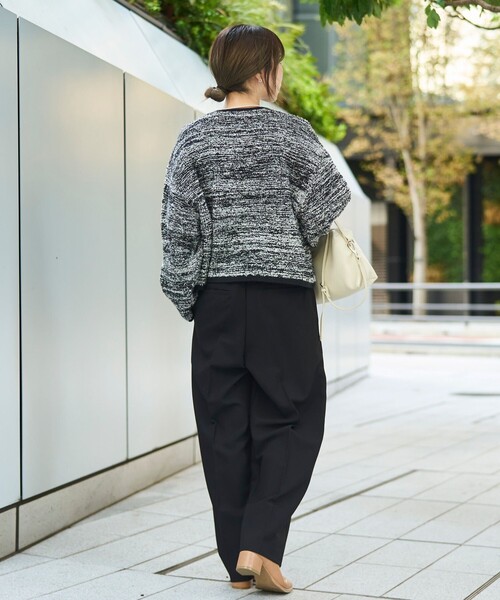 未使用級✨ルネ パール ジップ ノーカラー フリル ジャケット ブラック ニット lpg211-0974_c3.jpg