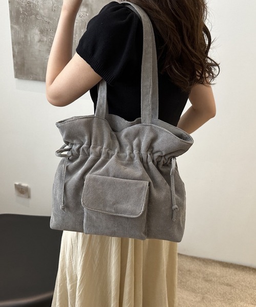 Mignonjour トートバッグ Mignonjour/コーデュロイ巾着トートバッグ