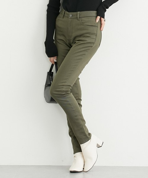 slattgir パンツ 高身長 ストレッチチノ裏フリーススキニー