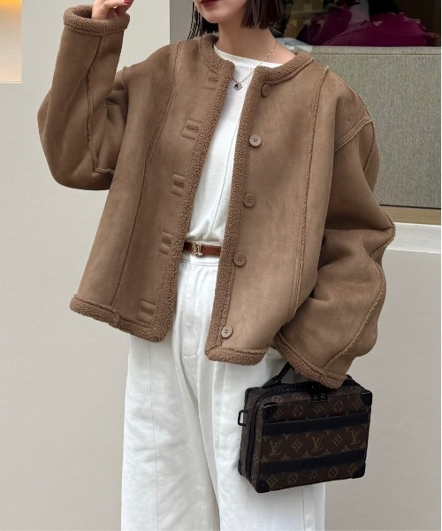 ノーカラーコート コート 「インフルエンサーコラボ」リバーシブル