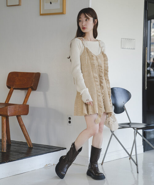 Kastane ワンピース ニットフリルキャミワンピース : ZOZOTOWN