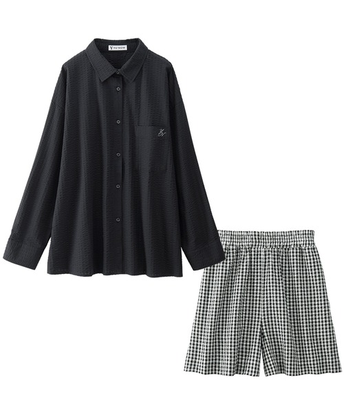 パジャマ ルームウェア 「長袖+ショートパンツ」さらっと綿100％シャツ