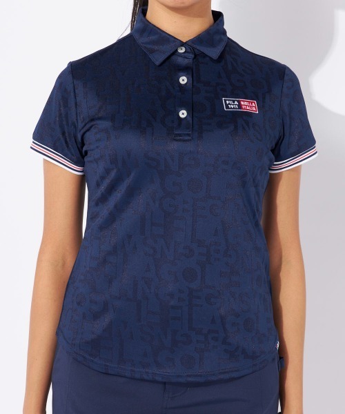 ブラウス シャツ 「FILA GOLF」タイポ柄　半袖シャツ　　「吸汗速乾/紫外線対策/UVケア」 レディース FILA GOLF ブラウス シャツ 「FILA GOLF」タイポ柄 半袖シャツ