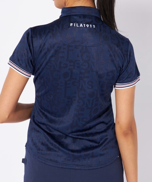 ブラウス シャツ 「FILA GOLF」タイポ柄　半袖シャツ　　「吸汗速乾/紫外線対策/UVケア」 レディース FILA GOLF ブラウス シャツ 「FILA GOLF」タイポ柄 半袖シャツ