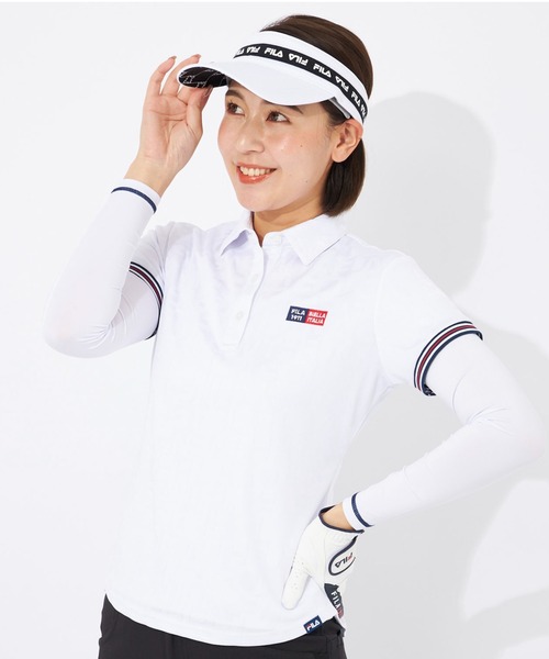 ブラウス シャツ 「FILA GOLF」タイポ柄　半袖シャツ　　「吸汗速乾/紫外線対策/UVケア」 レディース FILA GOLF ブラウス シャツ 「FILA GOLF」タイポ柄 半袖シャツ