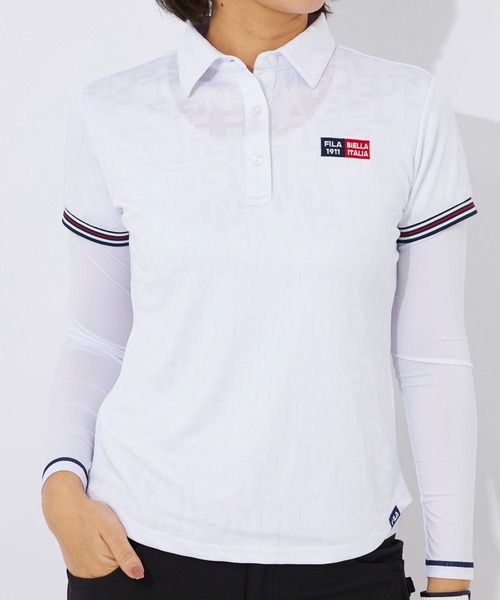 ブラウス シャツ 「FILA GOLF」タイポ柄　半袖シャツ　　「吸汗速乾/紫外線対策/UVケア」 レディース FILA GOLF ブラウス シャツ 「FILA GOLF」タイポ柄 半袖シャツ
