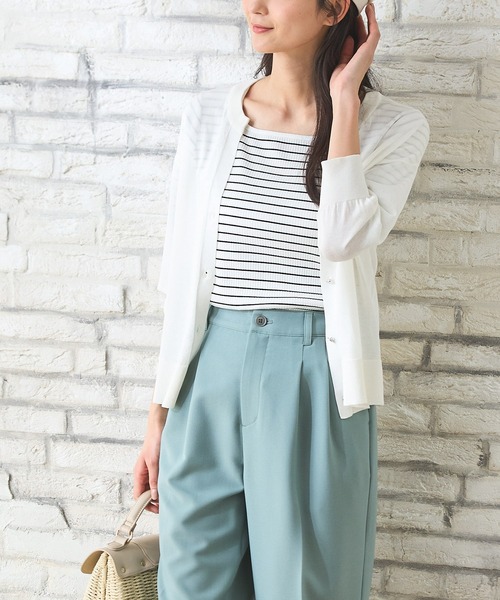 Honeys（ハニーズ） カーディガン 7分袖キーネックカーデ レディース