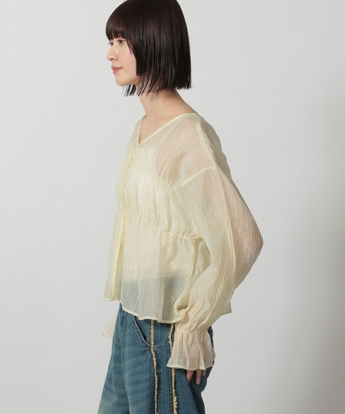 LAKOLE（ラコレ） ブラウス シャツ 2WAYシアーギャザーブラウス