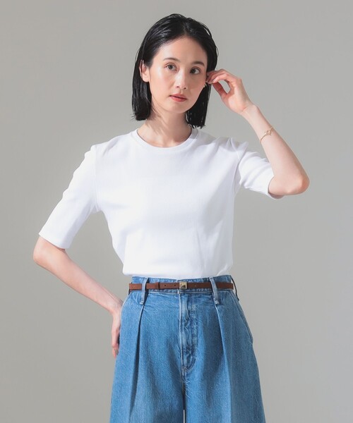 tシャツ 「別注」スタイリスト佐藤佳菜子 × SLOANE / クルーネック リブTシャツ レディース