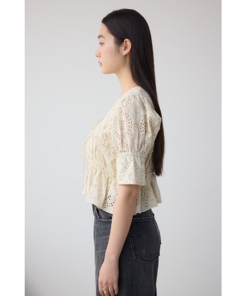 AZUL BY MOUSSY ブラウス シャツ コットンレースパフショルダー