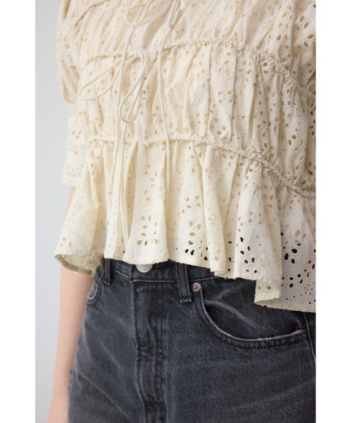 AZUL BY MOUSSY ブラウス シャツ コットンレースパフショルダー