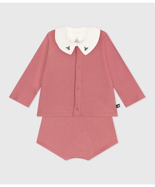 【新品】プチバトー　3点セット　81cm 女の子 カーディガン ワンピース ピンク PETIT BATEAU PETIT BATEAU（プチバトー） カーディガン ベビー3点セット キッズ