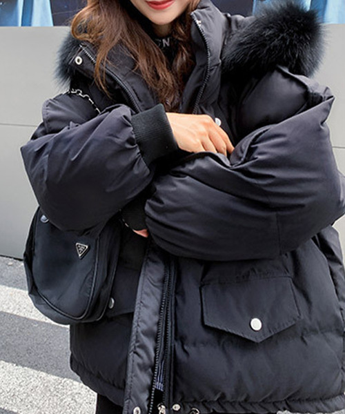 「c.u.l」 中綿ブルゾン M ブラック レディース_画像7