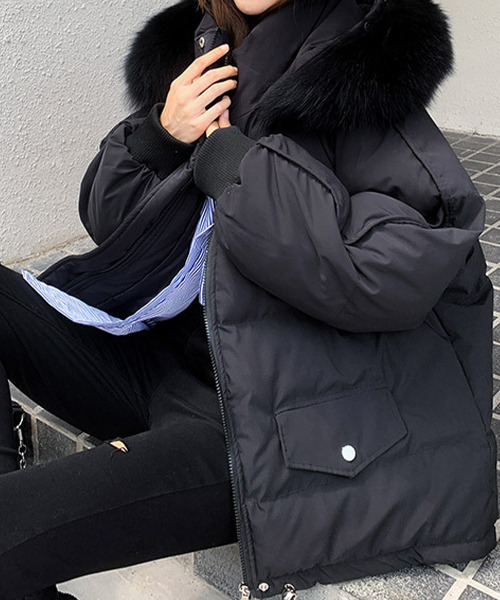 「c.u.l」 中綿ブルゾン M ブラック レディース_画像9