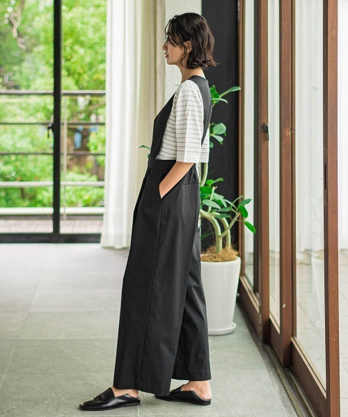 ラエフ（la．f．．．）/【大きいサイズ】オールインワンワイドパンツ la.f（ラ・エフ） オールインワン オールインワンワイドパンツ