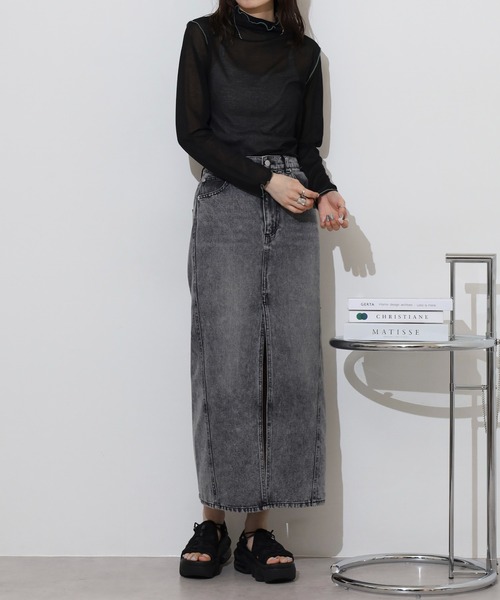 エグランティーヌ EGLANTINE シアーインナーメロウカットソー長袖 （ブラック） エグランティーヌ EGLANTINE シアーインナーメロウカットソー