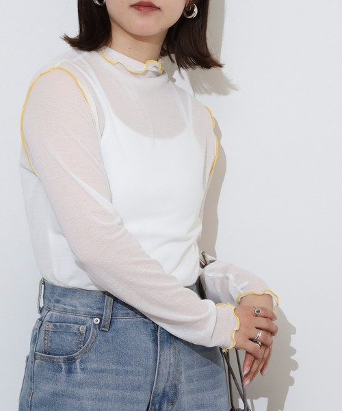 tシャツ EGLANTINE シアーインナーメロウカットソー長袖 レディース EGLANTINE tシャツ シアーインナーメロウカットソー長袖