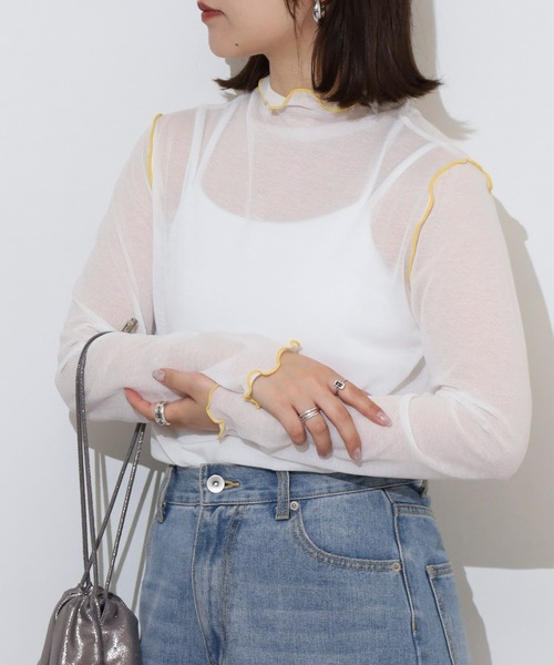 エグランティーヌ EGLANTINE シアーインナーメロウカットソー長袖 （ブラック） EGLANTINE tシャツ シアーインナーメロウカットソー長袖