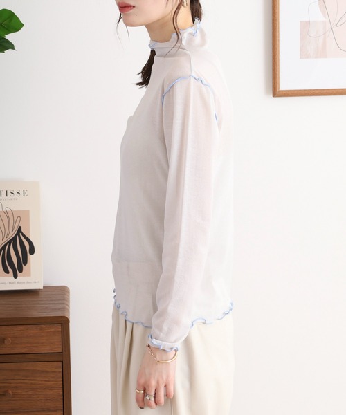 tシャツ EGLANTINE シアーインナーメロウカットソー長袖 レディース EGLANTINE tシャツ シアーインナーメロウカットソー長袖