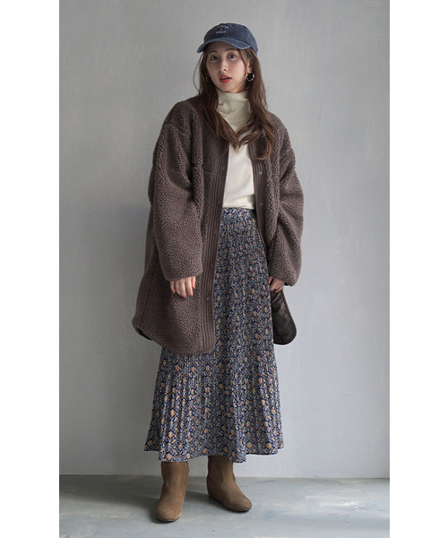 「zootie」 ノーカラーコート フリー カーキ レディース_画像9