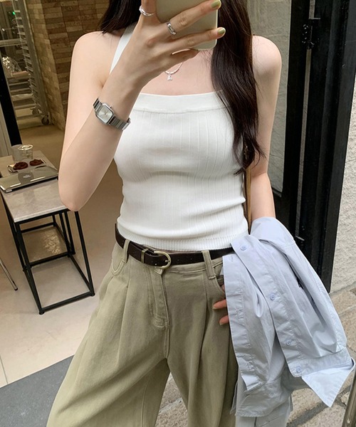 タンクトップ ノースリーブ ホルターネックトップス レディース ESSENTIAL（DOUBLE STANDARD CLOTHING） タンクトップ